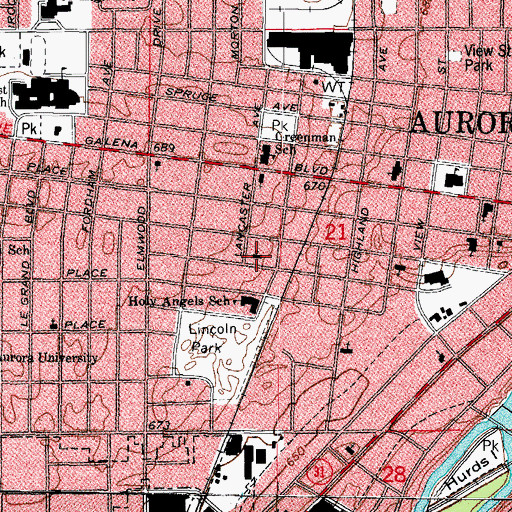 Topographic Map of Holy Angels Roman Catholic Church, IL