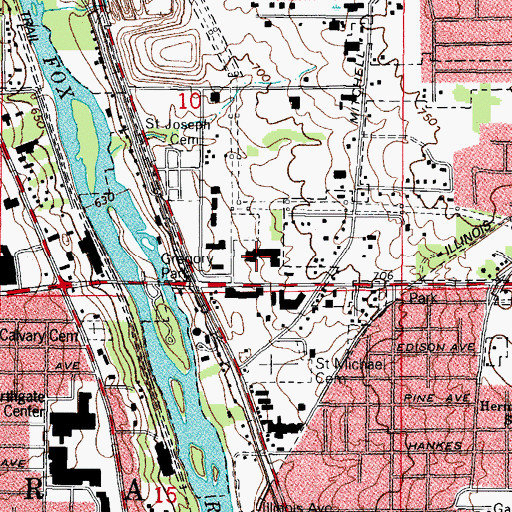 Topographic Map of Indian Trail Court Shopping Center, IL