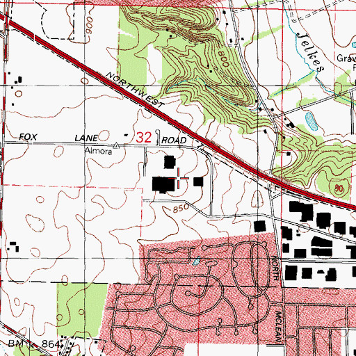 Topographic Map of Jaynes Industrial Park, IL