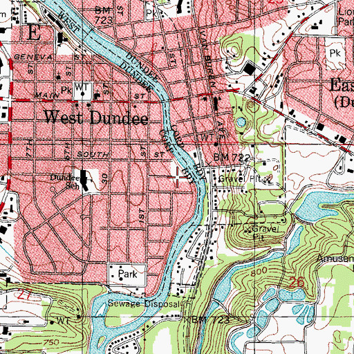 Topographic Map of Maiden Lane Park, IL