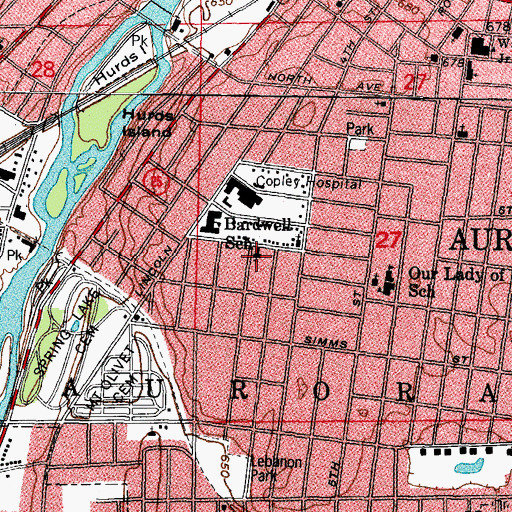 Topographic Map of Marion Avenue Baptist Church, IL