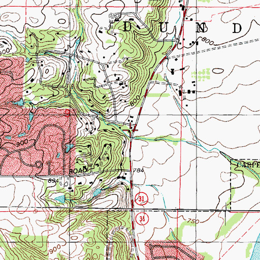 Topographic Map of Meadowdale School (historical), IL