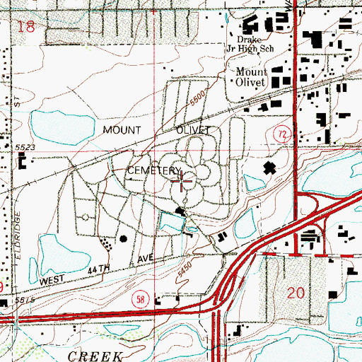 Topographic Map of Mount Olivet Cemetery, CO