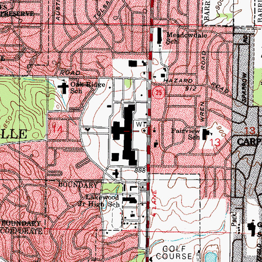 Topographic Map of Meadowdale Shopping Center, IL