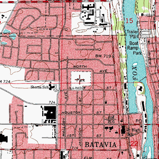 Topographic Map of Memorial Field, IL