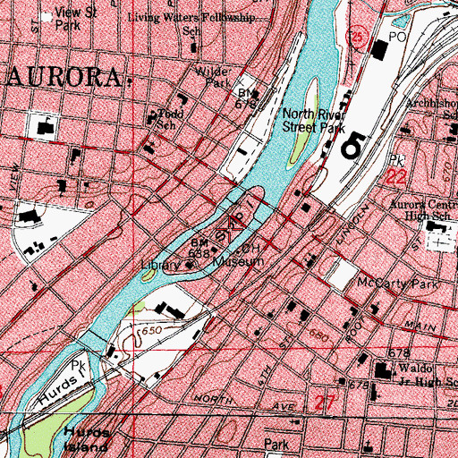 Topographic Map of Paramount Arts Center, IL