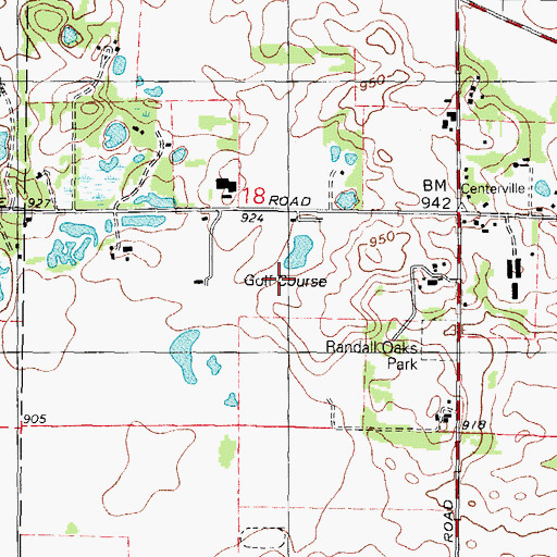 Topographic Map of Randall Oaks Golf Course, IL