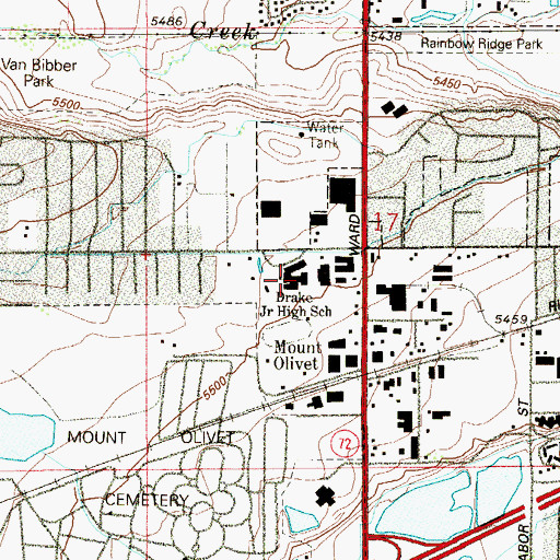 Topographic Map of Drake Middle School, CO