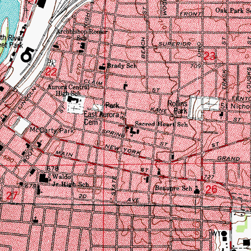 Topographic Map of Sacred Heart Roman Catholic Church, IL