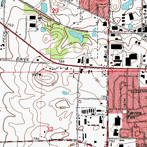 Topographic Map of Saint Charles Post Office, IL