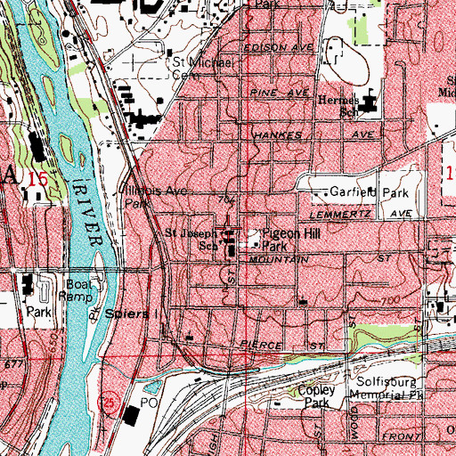Topographic Map of Saint Joseph Roman Catholic Church, IL
