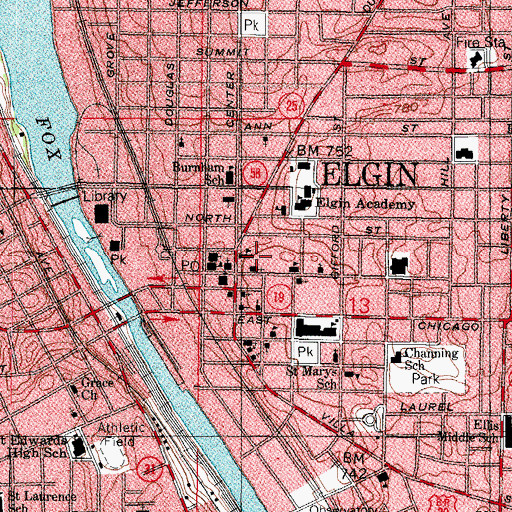 Topographic Map of Saint Joseph School, IL
