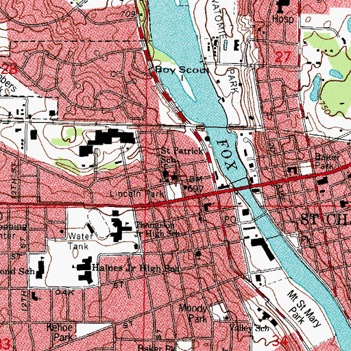 Topographic Map of Saint Patricks Catholic Church, IL