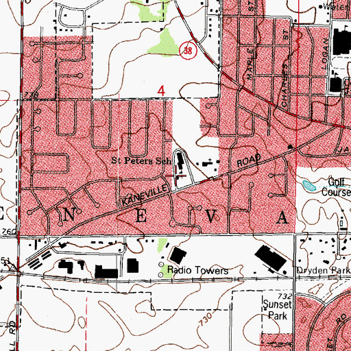 Topographic Map of Saint Peters Roman Catholic Church, IL