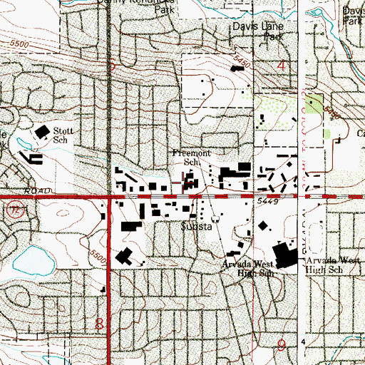 Topographic Map of Fremont Elementary School, CO