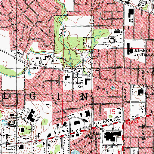 Topographic Map of Saint Thomas More Roman Catholic Church, IL