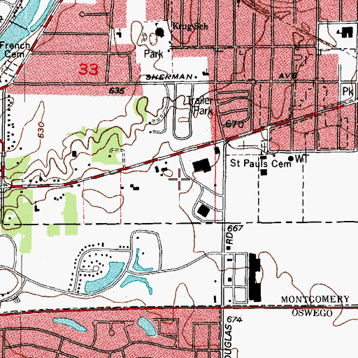 Topographic Map of South Center Shopping Center, IL