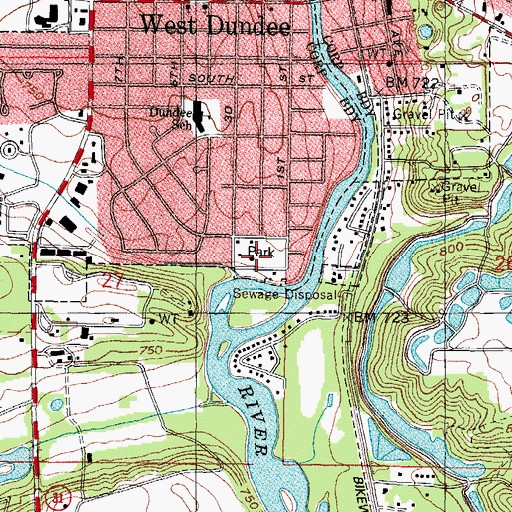 Topographic Map of South End Park, IL