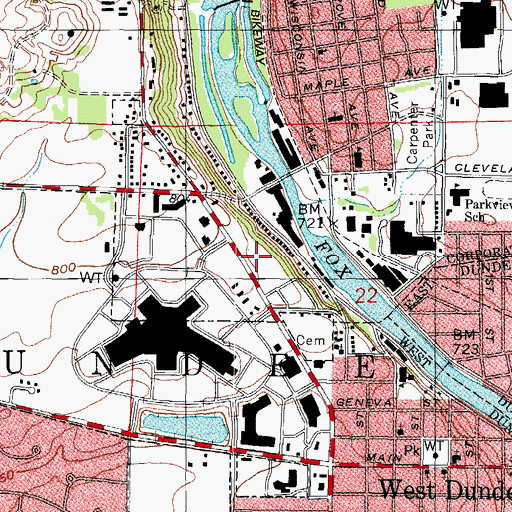 Topographic Map of Spring Hill Marketplace Shopping Center, IL