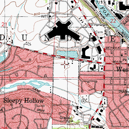 Topographic Map of Spring Hill Plaza Shopping Center, IL