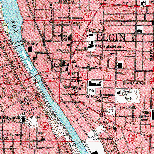 Topographic Map of Templo Calvario Iglesia, IL