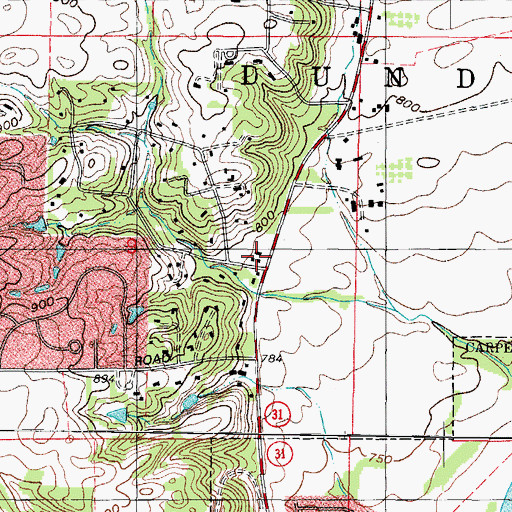 Topographic Map of The Country School, IL
