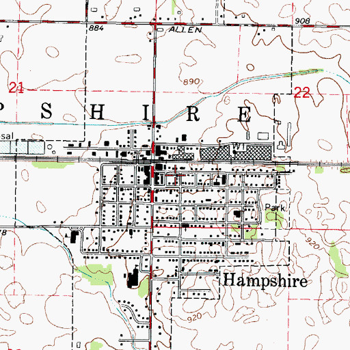 Topographic Map of Village Bible Church, IL