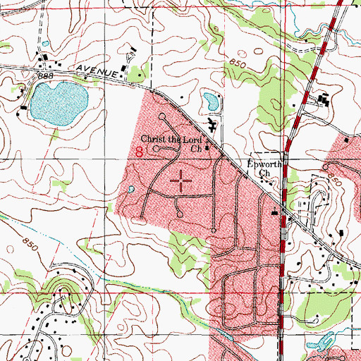 Topographic Map of West Highland Acres, IL
