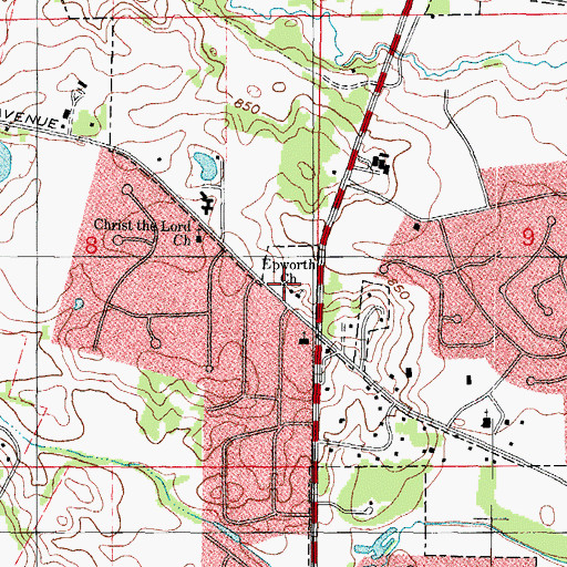 Topographic Map of Westminster Christian School, IL