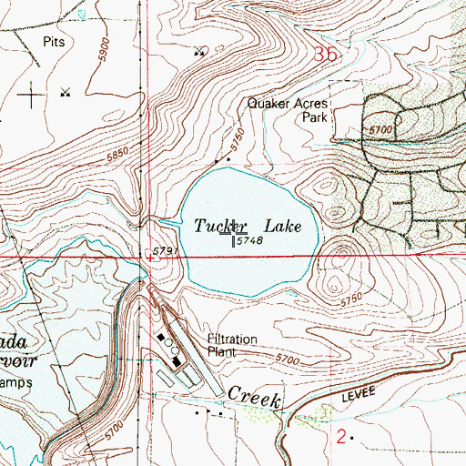 Topographic Map of Tucker Lake, CO