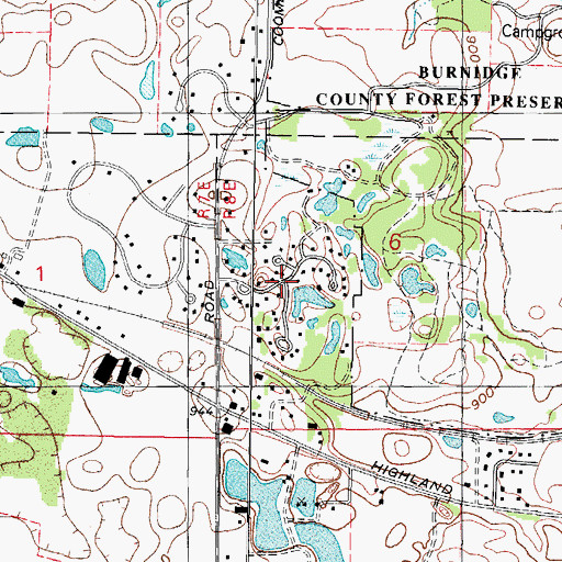 Topographic Map of Wildwood Valley, IL