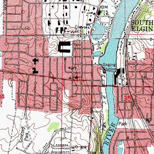 Topographic Map of Willard Elementary School, IL