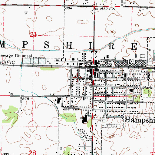 Topographic Map of Zion United Methodist Church, IL