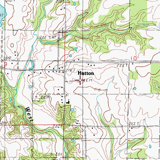 Topographic Map of Beavers Cemetery, IL