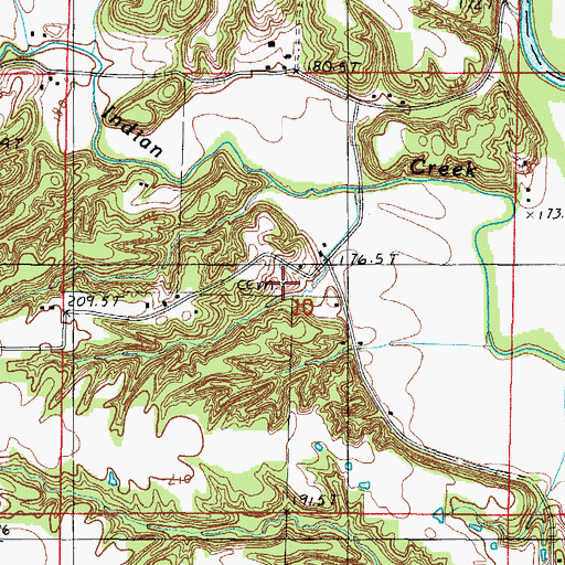 Topographic Map of Leitch Cemetery, IL