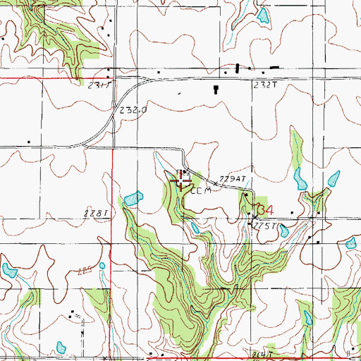 Topographic Map of Liberty Cemetery, IL