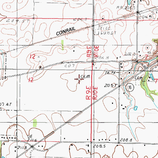 Topographic Map of Lumbrick Cemetery, IL
