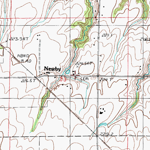 Topographic Map of Montgomery Cemetery, IL