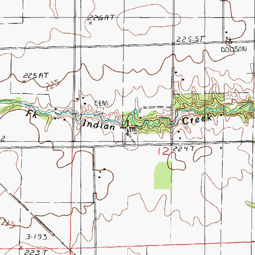Topographic Map of New Indian Creek Cemetery, IL