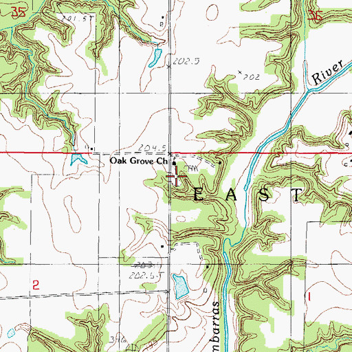 Topographic Map of Oak Grove Cemetery, IL