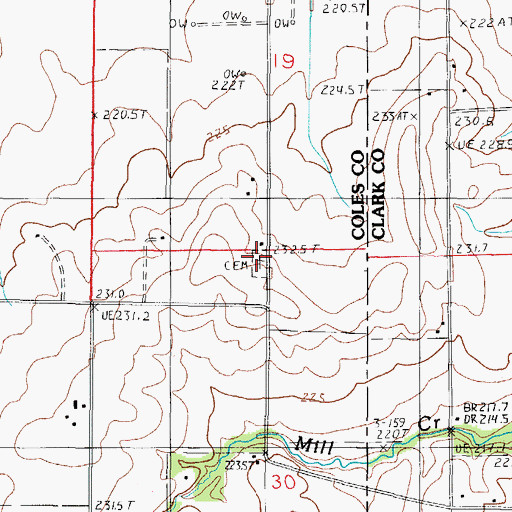 Topographic Map of Otterbein Cemetery, IL
