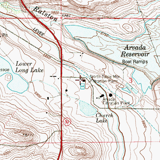 Topographic Map of North Table Mountain Infiltration Plant, CO