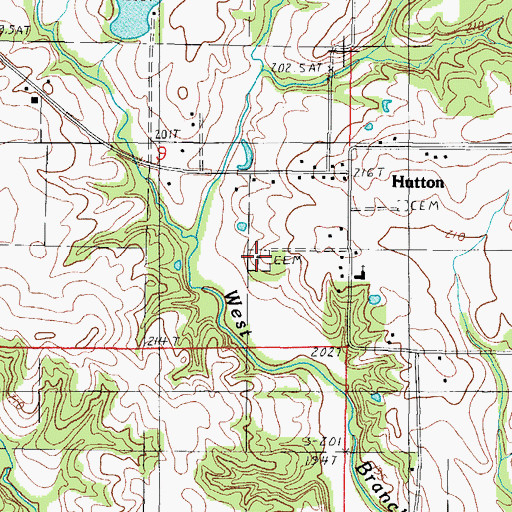 Topographic Map of Salisbury Cemetery, IL