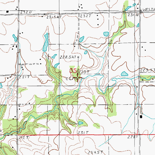 Topographic Map of Stewart Cemetery, IL