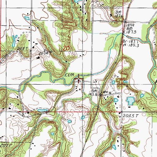 Topographic Map of Unity Cemetery, IL