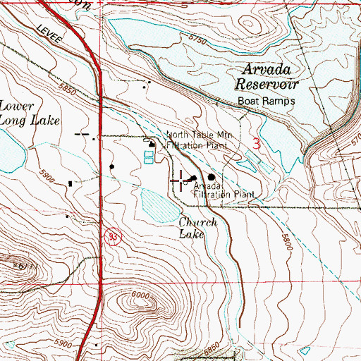 Topographic Map of Arvada Filtration Plant, CO