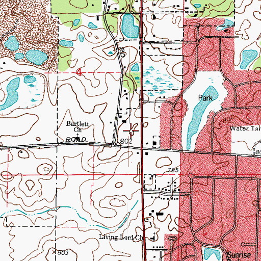 Topographic Map of Bartlett Commons Shopping Center, IL