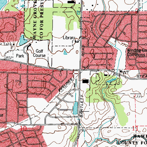 Topographic Map of Bartlett Orchards Shopping Center, IL