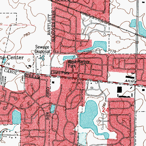 Topographic Map of Country Trail Shopping Center, IL