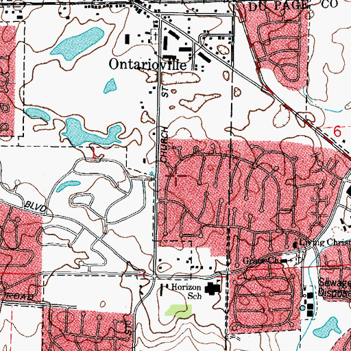 Topographic Map of Tempo Park, IL